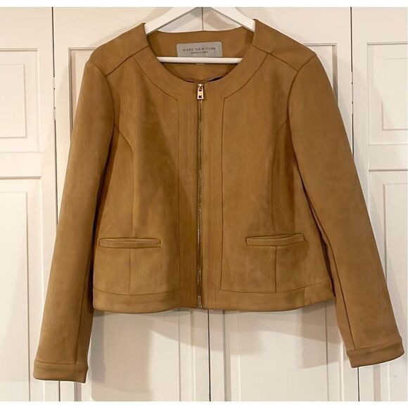 Marc New York Tan faux suede full zip jacket xl - Picture 2 of 9